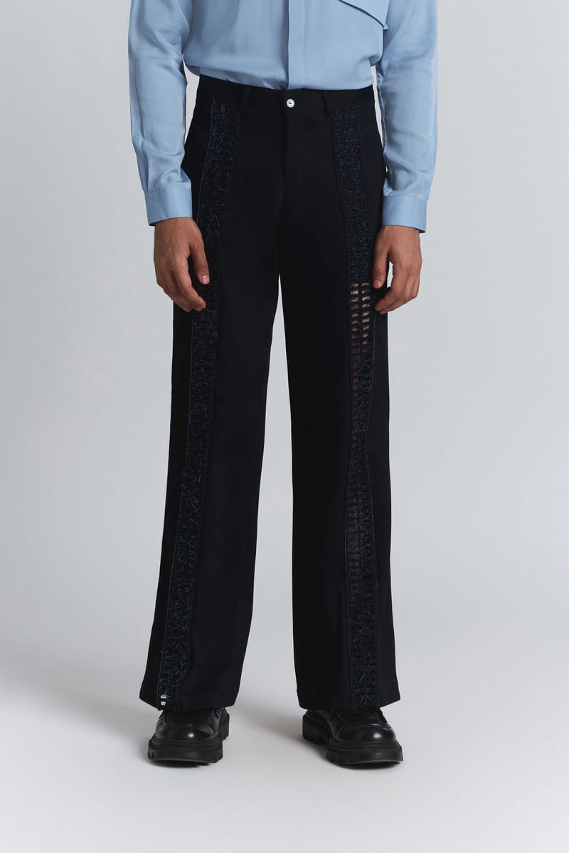 Laser-Cut Panel Denim Trouser