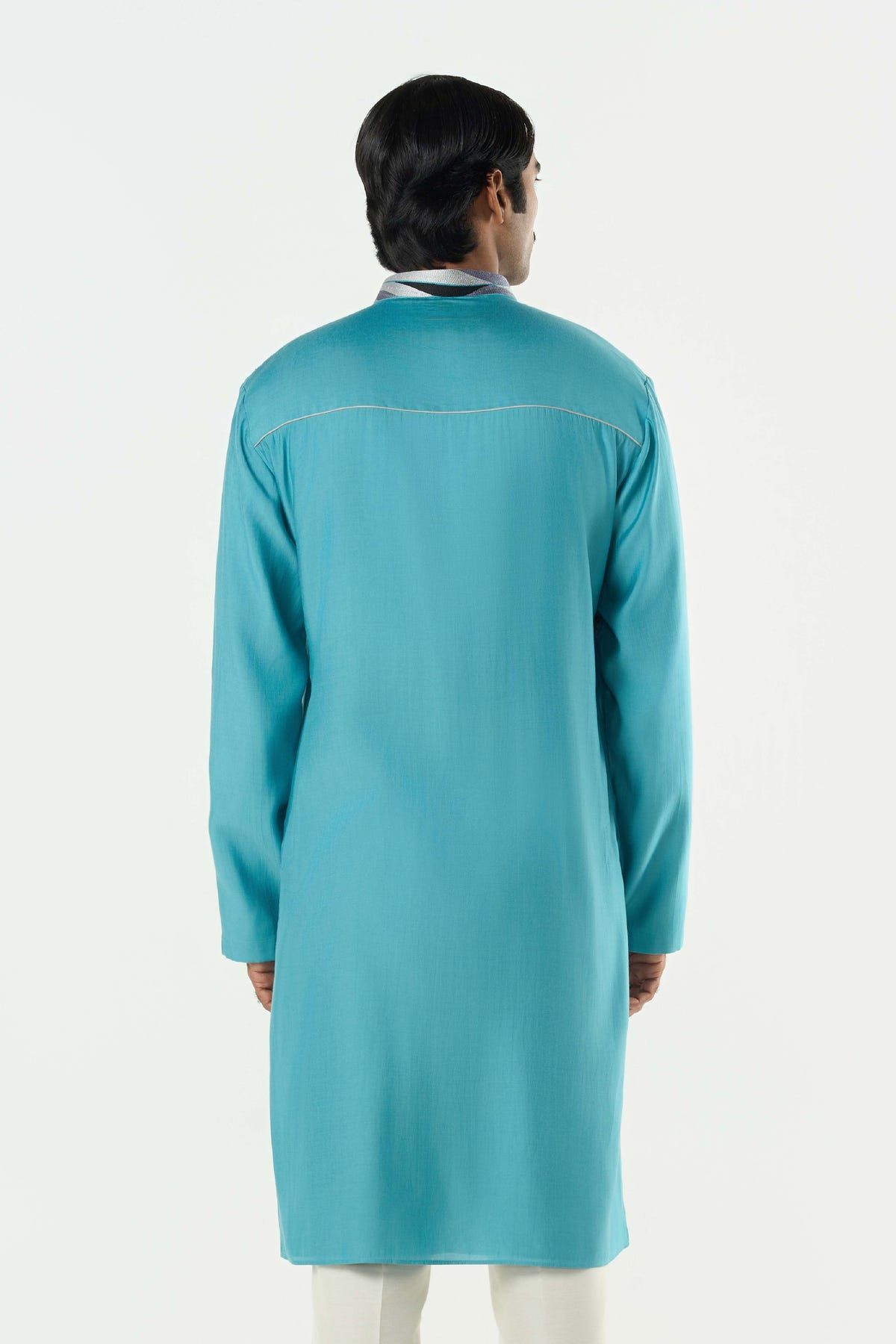 The Abstract Kurta - Teal Blue - image 2