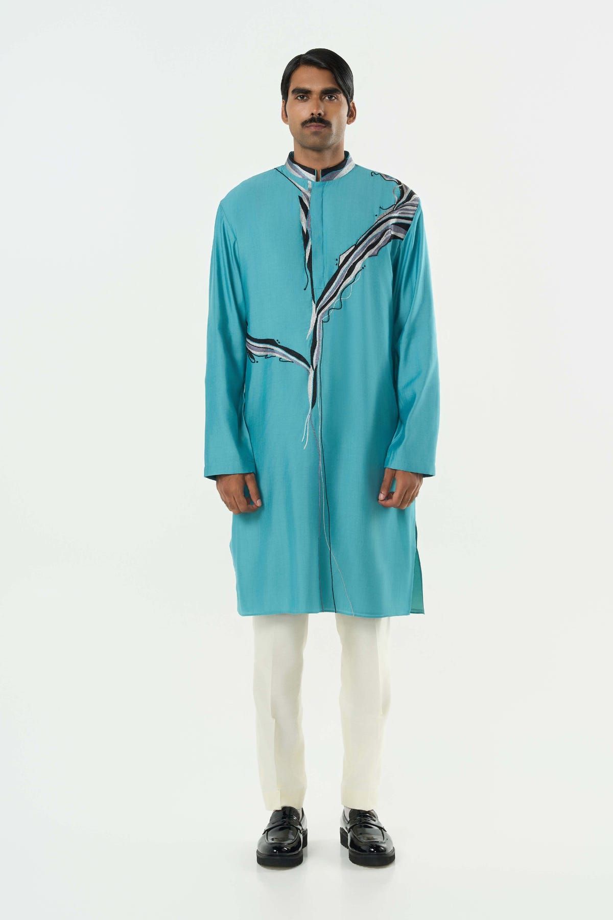 The Abstract Kurta - Teal Blue - image 3