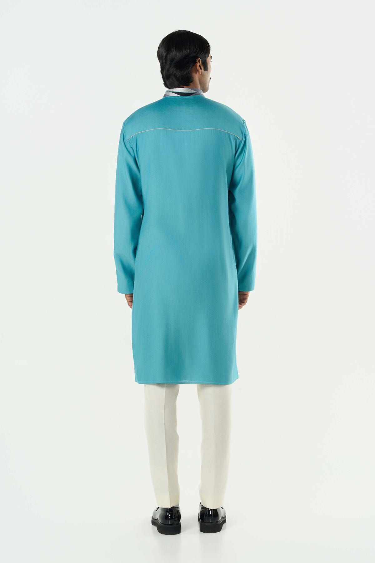 The Abstract Kurta - Teal Blue - image 4
