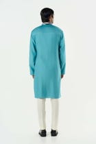 The Abstract Kurta - Teal Blue view 4