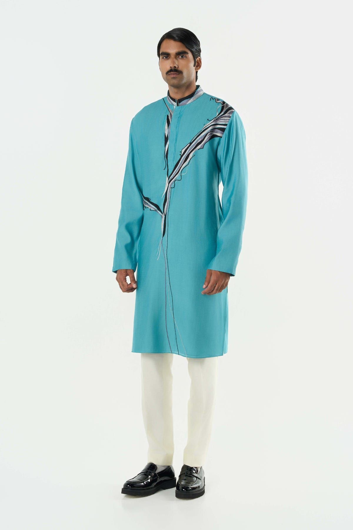 The Abstract Kurta - Teal Blue - image 5