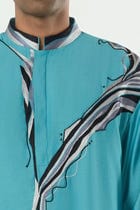 The Abstract Kurta - Teal Blue view 6