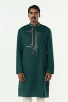 Lunar Bay Kurta - Bottle Green view 1