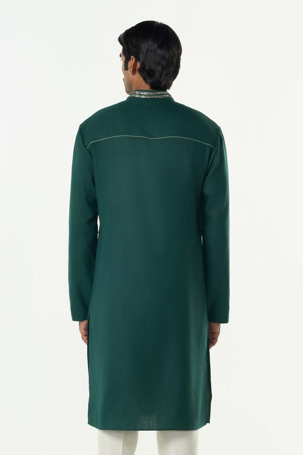 Line out Line — Lunar Bay Kurta - Bottle Green