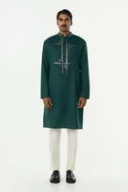 Lunar Bay Kurta - Bottle Green view 3