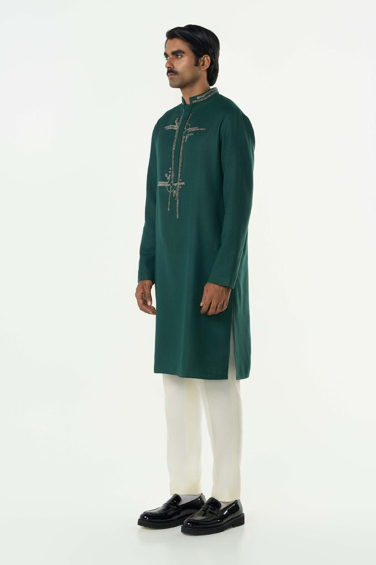 Lunar Bay Kurta - Bottle Green - image 5