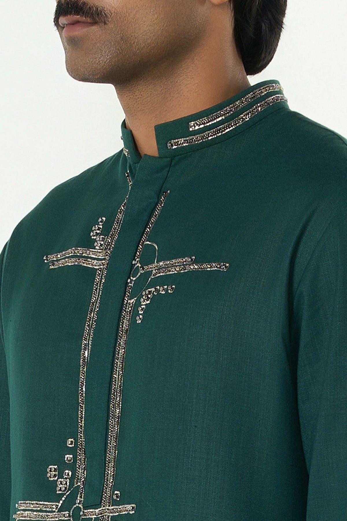 Lunar Bay Kurta - Bottle Green - image 6
