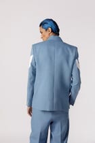 Denim panelled duo tone blazer view 2