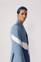 Denim panelled duo tone blazer view 3