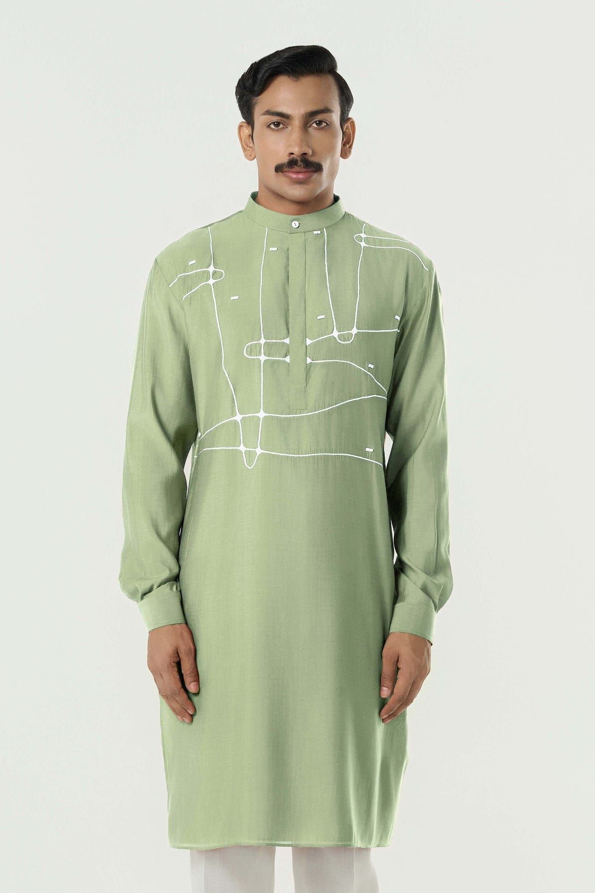 Pixel Warp Kurta - Sage Green - image 1
