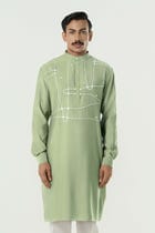 Pixel Warp Kurta - Sage Green view 1