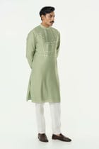 Pixel Warp Kurta - Sage Green view 4