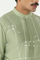 Pixel Warp Kurta - Sage Green view 5