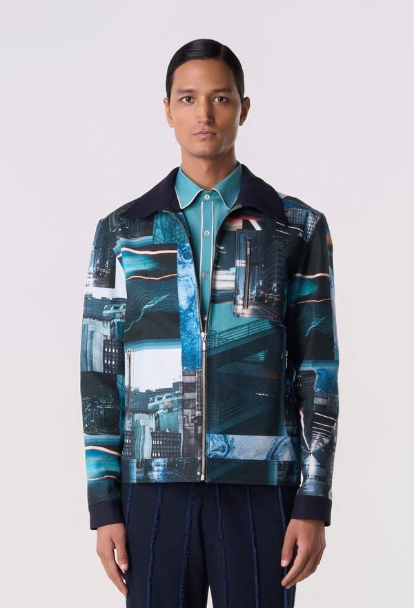Line out Line — Archive Print Shacket