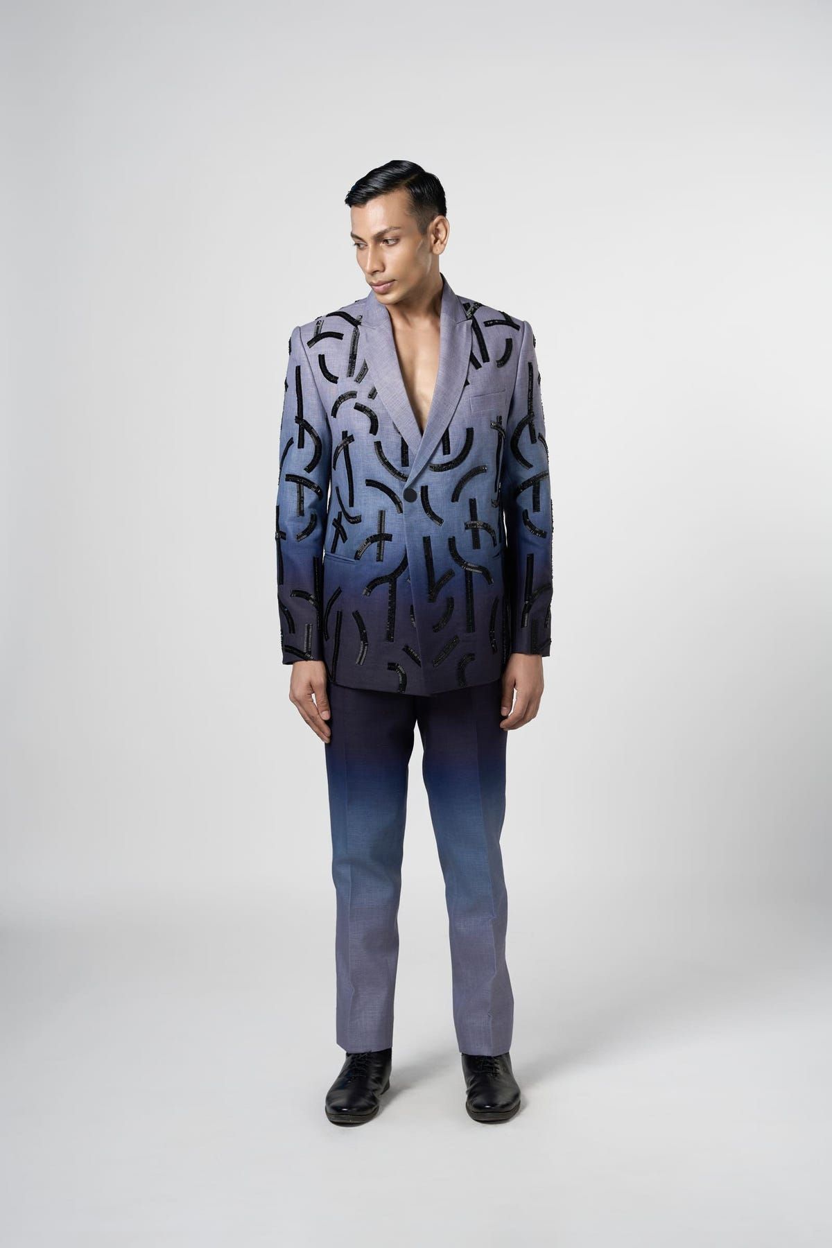 Ombre Stucco Embroidered Blazer - image 3