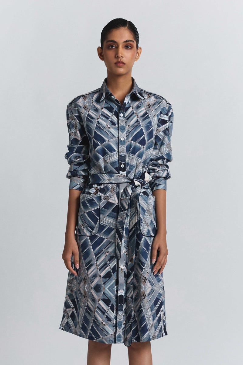 Vortex Print Shirt Dress
