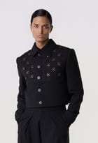 Studded Grid Cropped Jacket view 3
