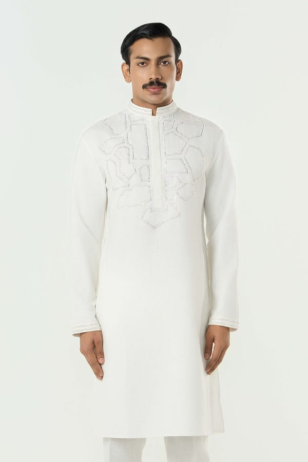 Line out Line — Geo Frame Kurta - Off White