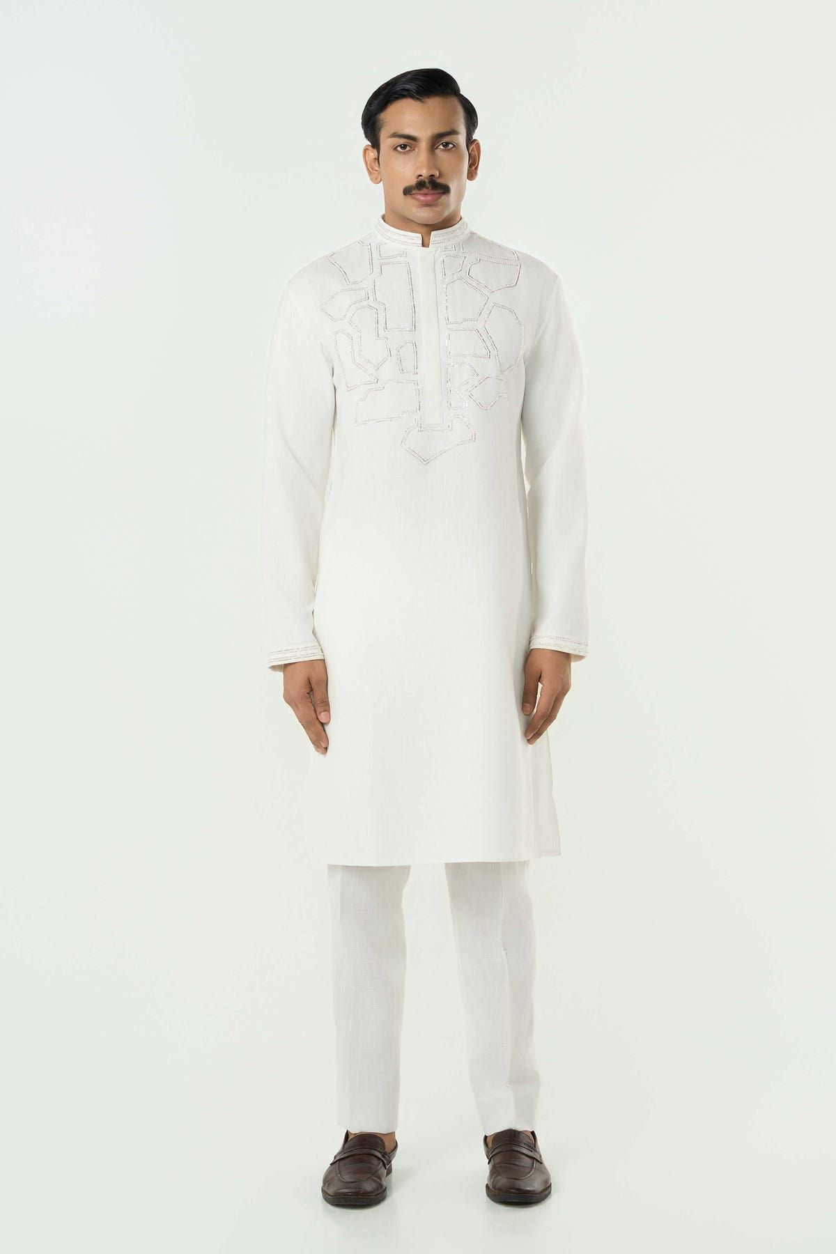 Geo Frame Kurta - Off White - image 3