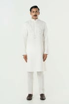 Geo Frame Kurta - Off White view 3