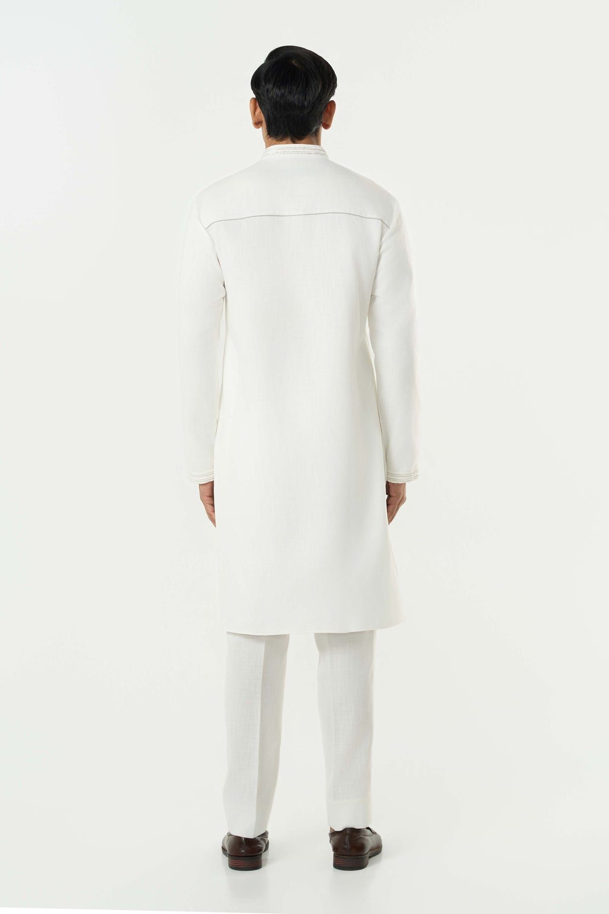 Geo Frame Kurta - Off White - image 4