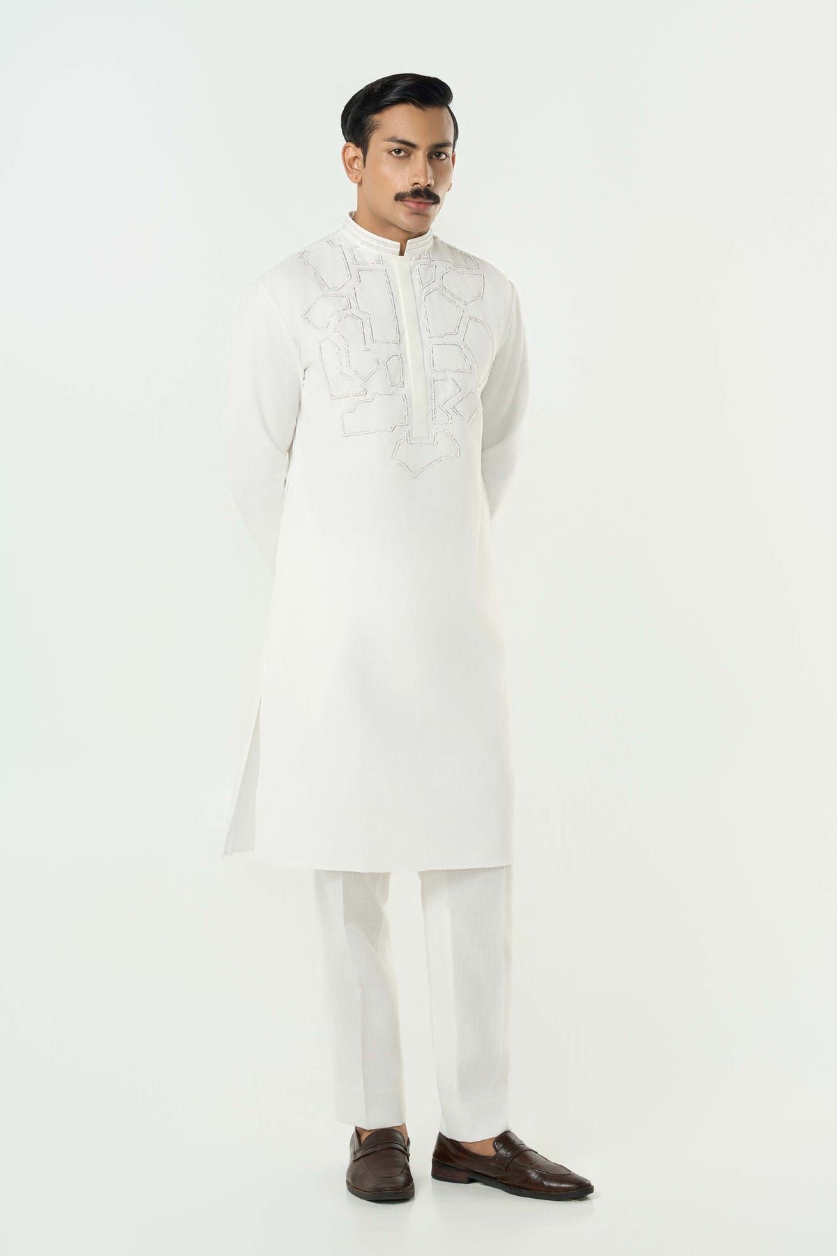 Geo Frame Kurta - Off White - image 5