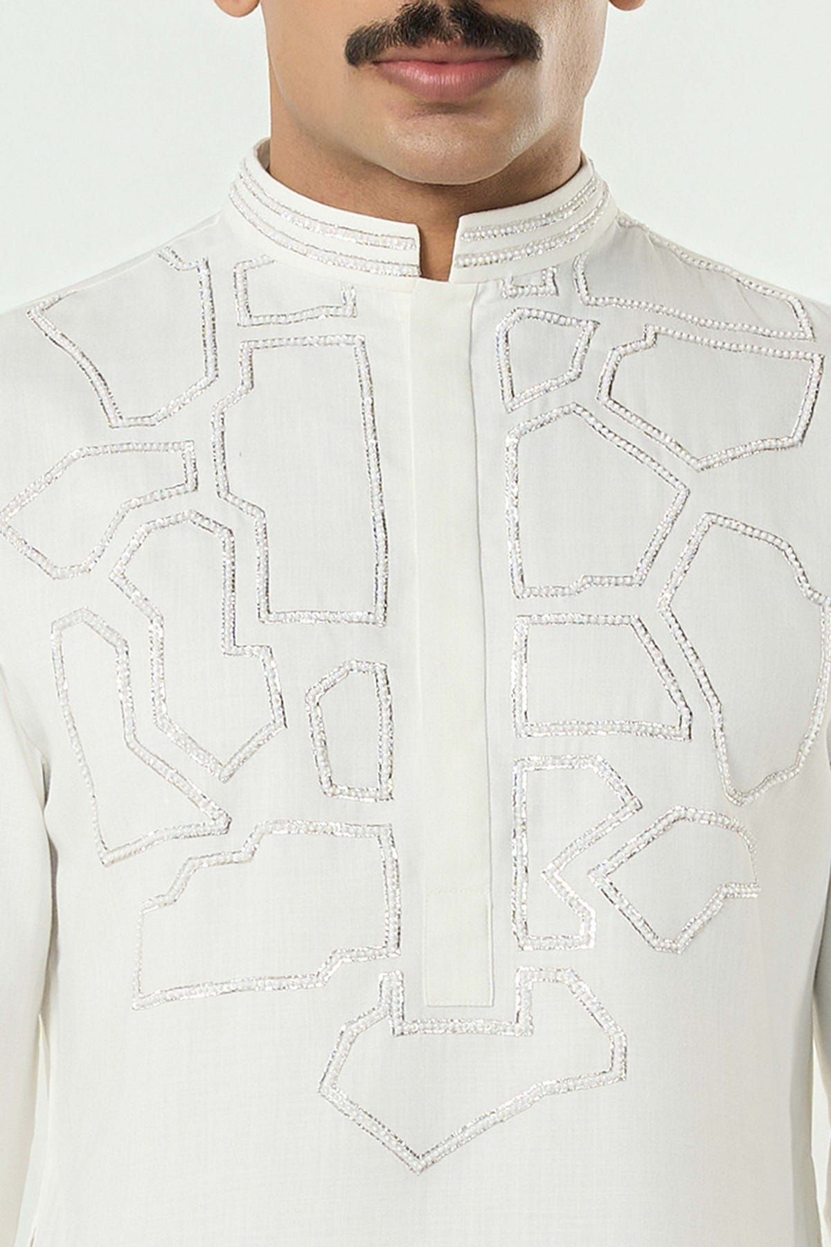 Geo Frame Kurta - Off White - image 6