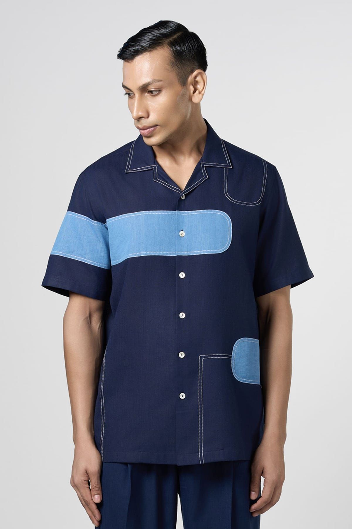 Denim Patch Resort Shirt - image 2