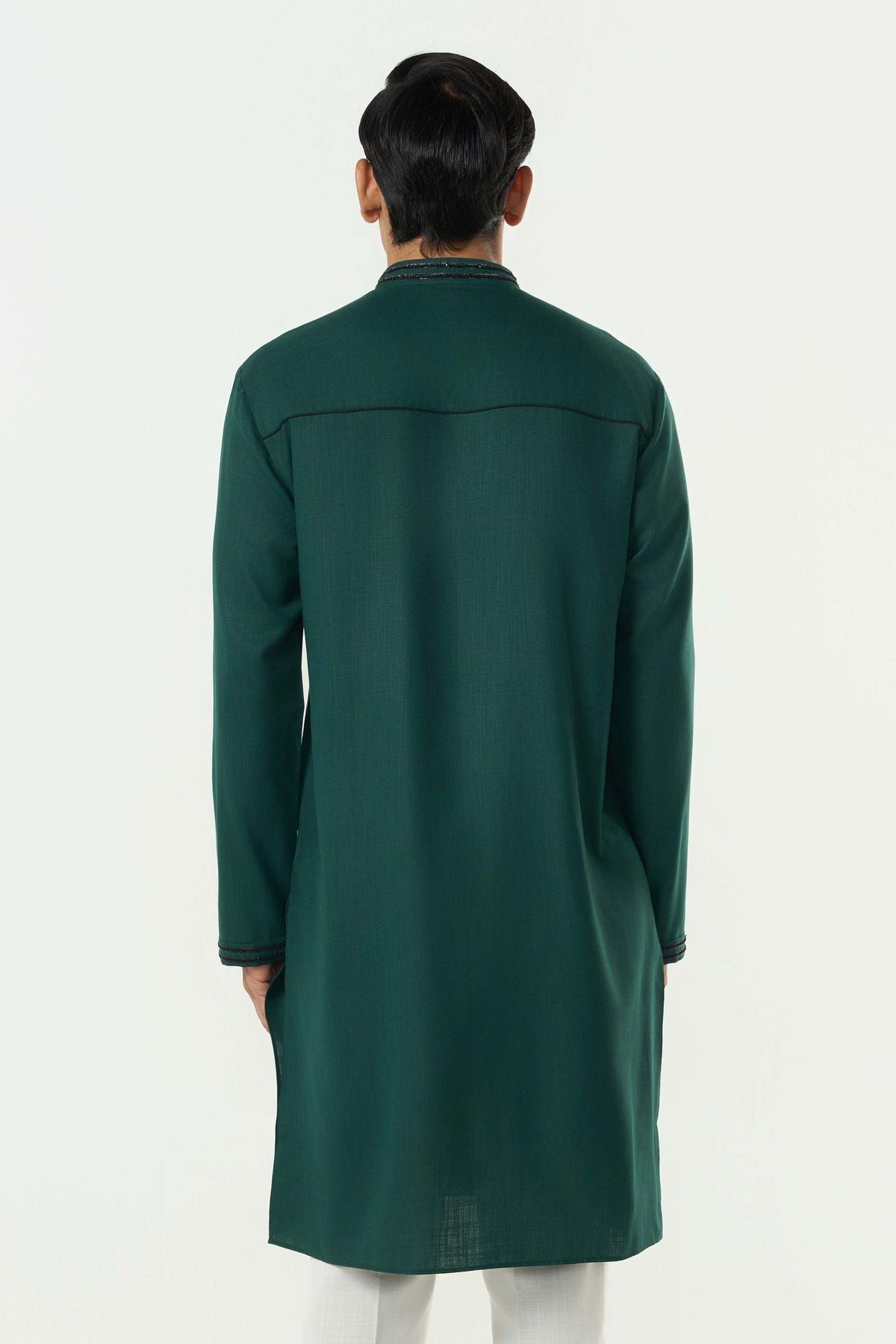 Geo Frame Kurta - Bottle Green - image 2