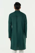 Geo Frame Kurta - Bottle Green view 2