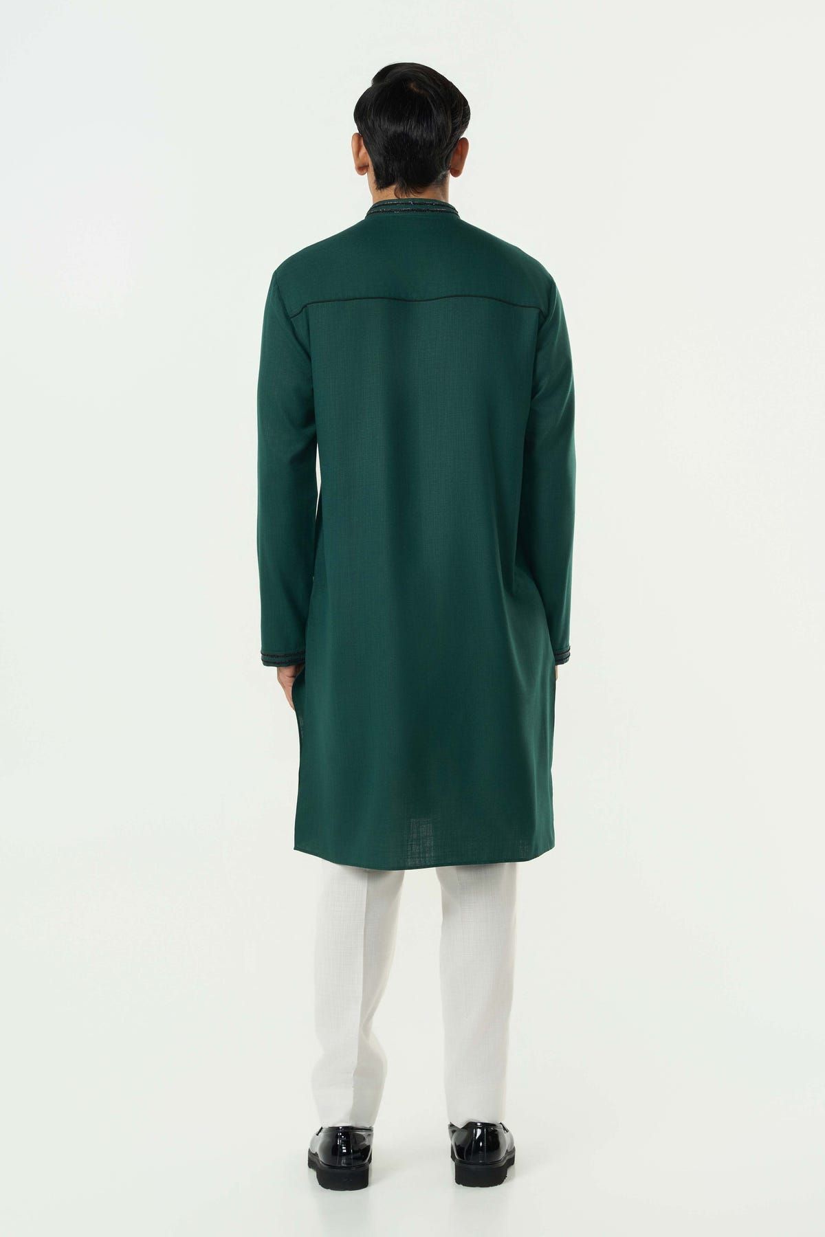 Geo Frame Kurta - Bottle Green - image 4