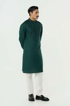 Geo Frame Kurta - Bottle Green view 5
