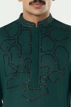 Geo Frame Kurta - Bottle Green view 6