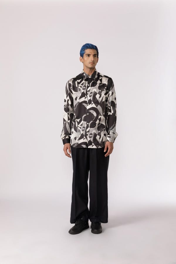 Line out Line — Abstract black and white printed shirt