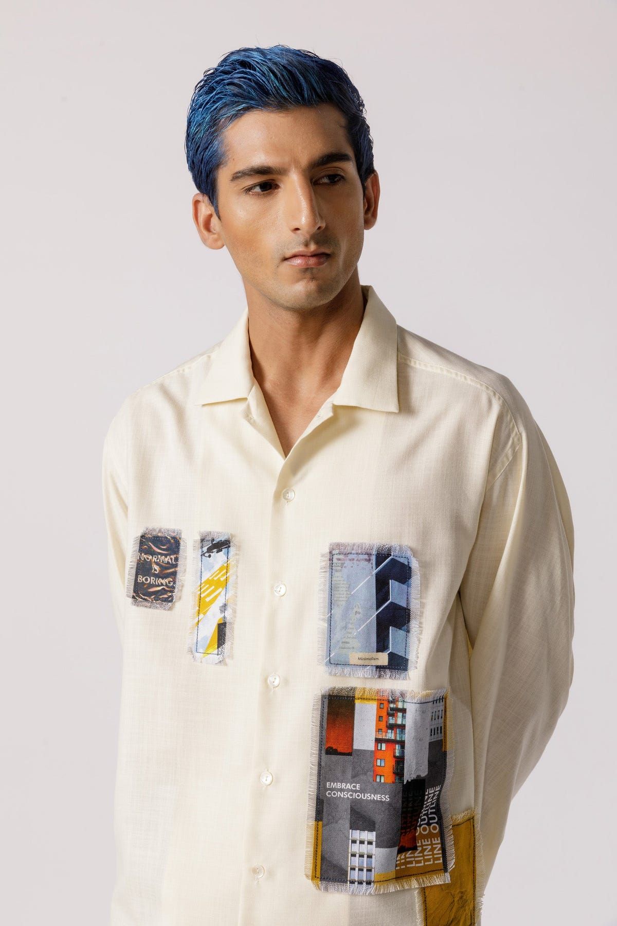 Oversized Patch work shirt(offwhite) - image 3