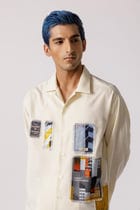 Oversized Patch work shirt(offwhite) view 3