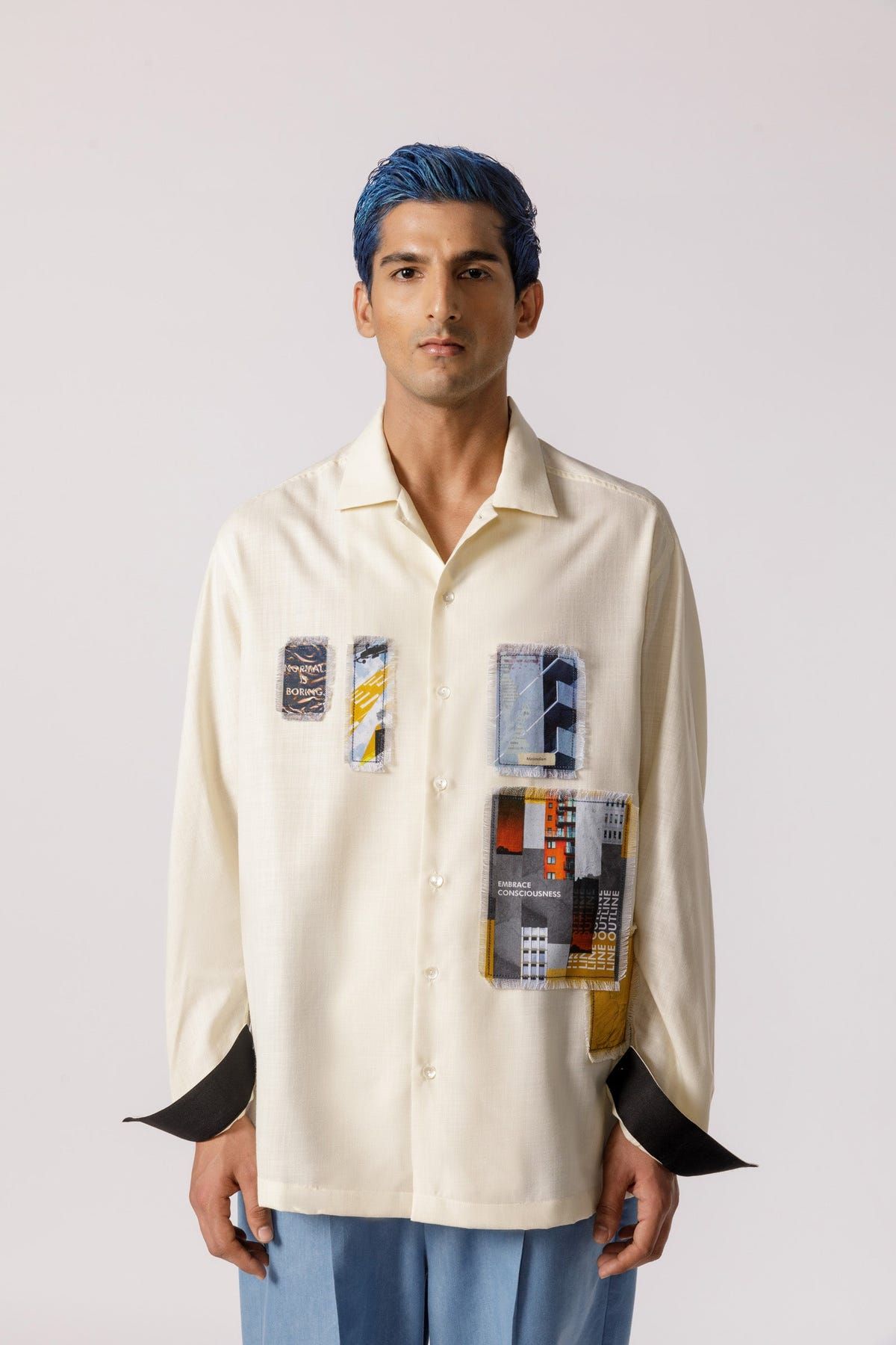 Oversized Patch work shirt(offwhite) - image 4