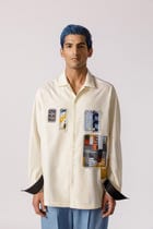 Oversized Patch work shirt(offwhite) view 4