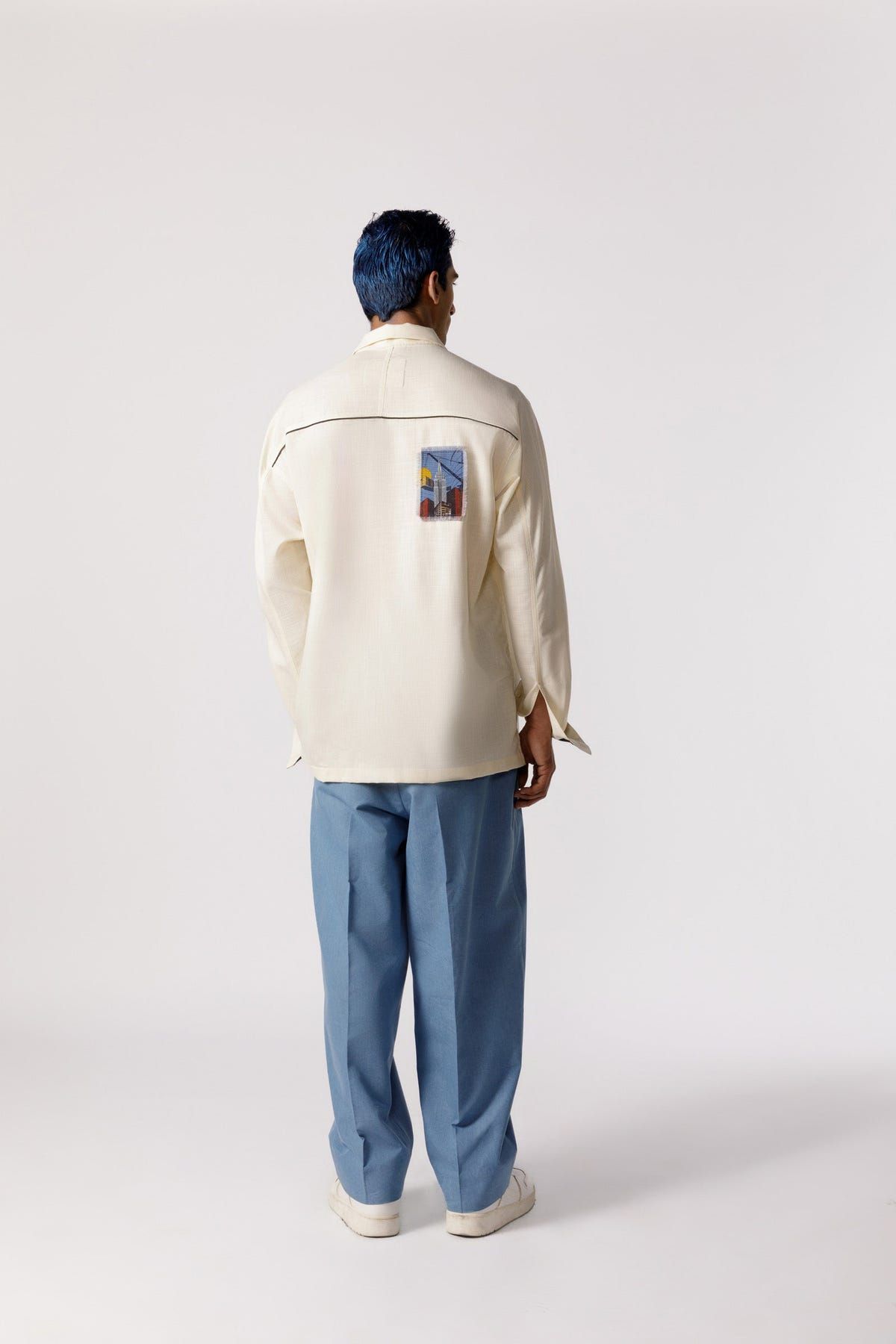 Oversized Patch work shirt(offwhite) - image 5