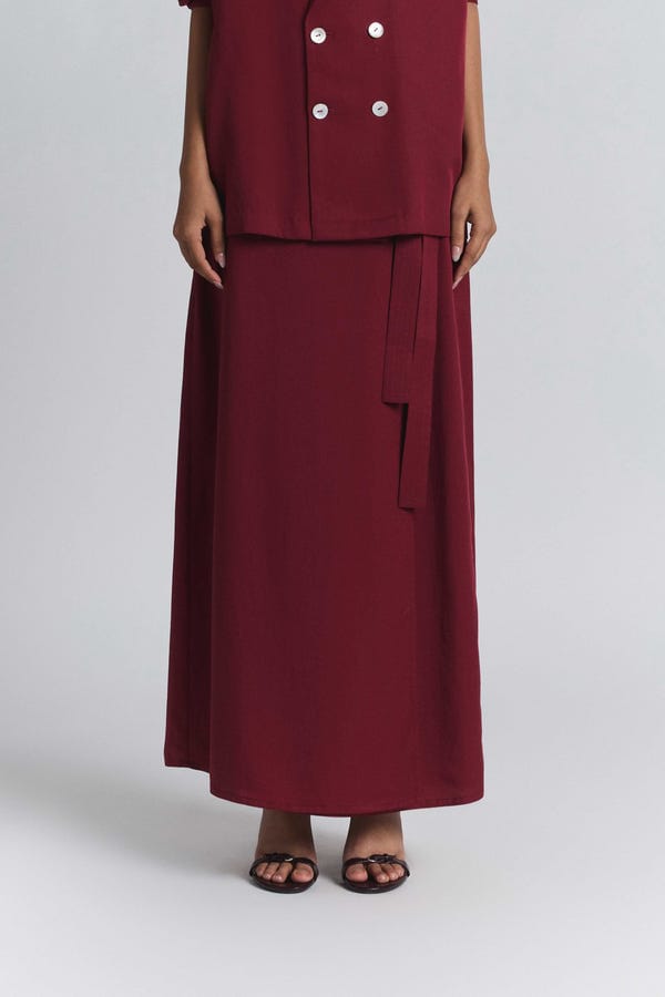Line out Line — Wrap Around Skirt - Maroon