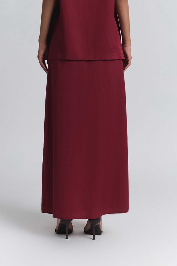 Line out Line — Wrap Around Skirt - Maroon