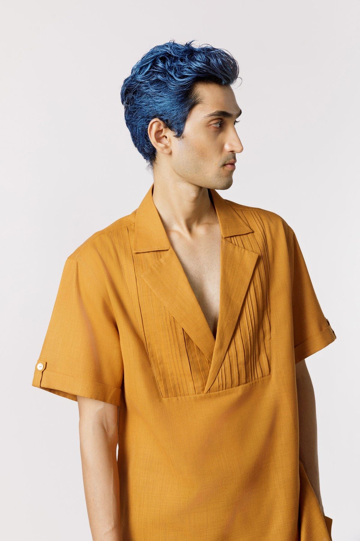 Pleated neckline casual  Shirt - image 1
