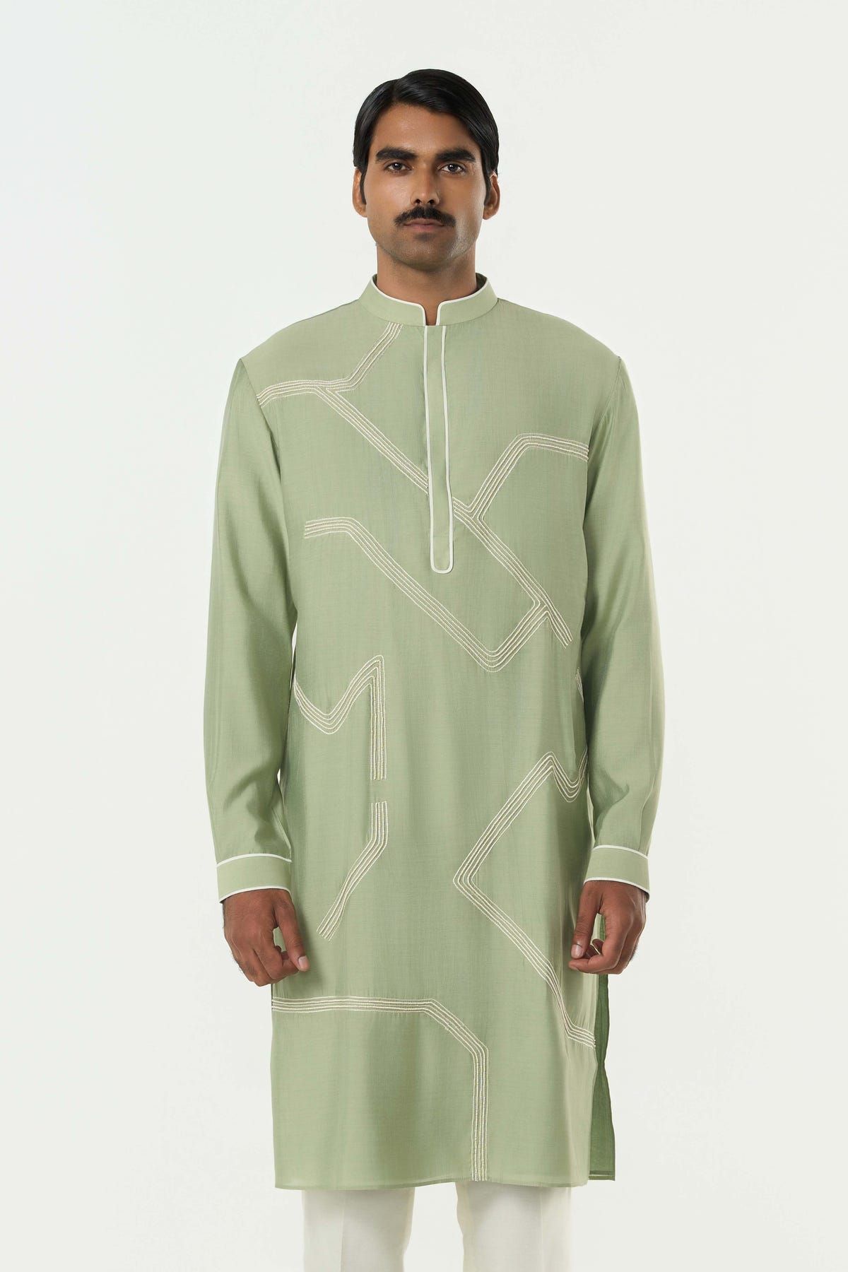 Meta Grid Kurta - Sage Green - image 1