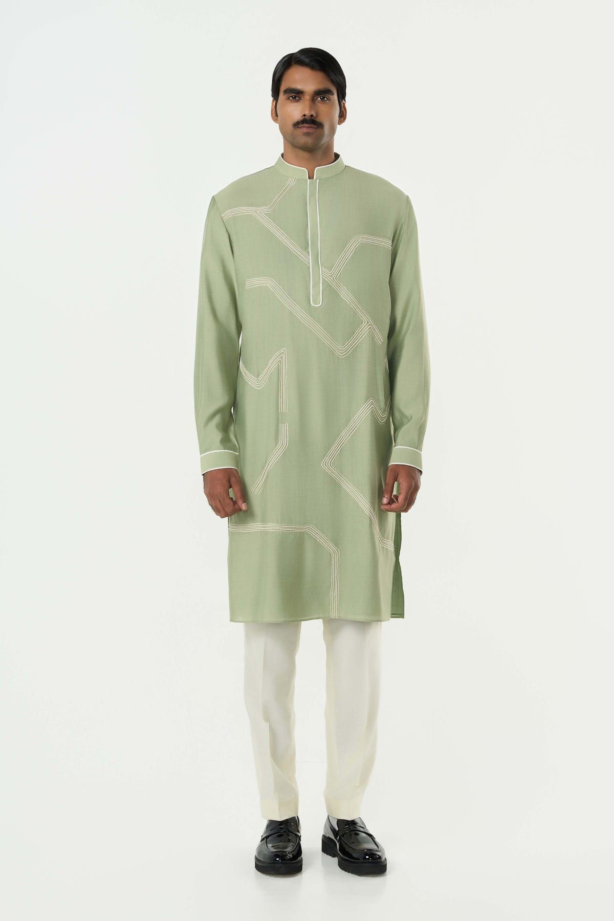 Meta Grid Kurta - Sage Green - image 3