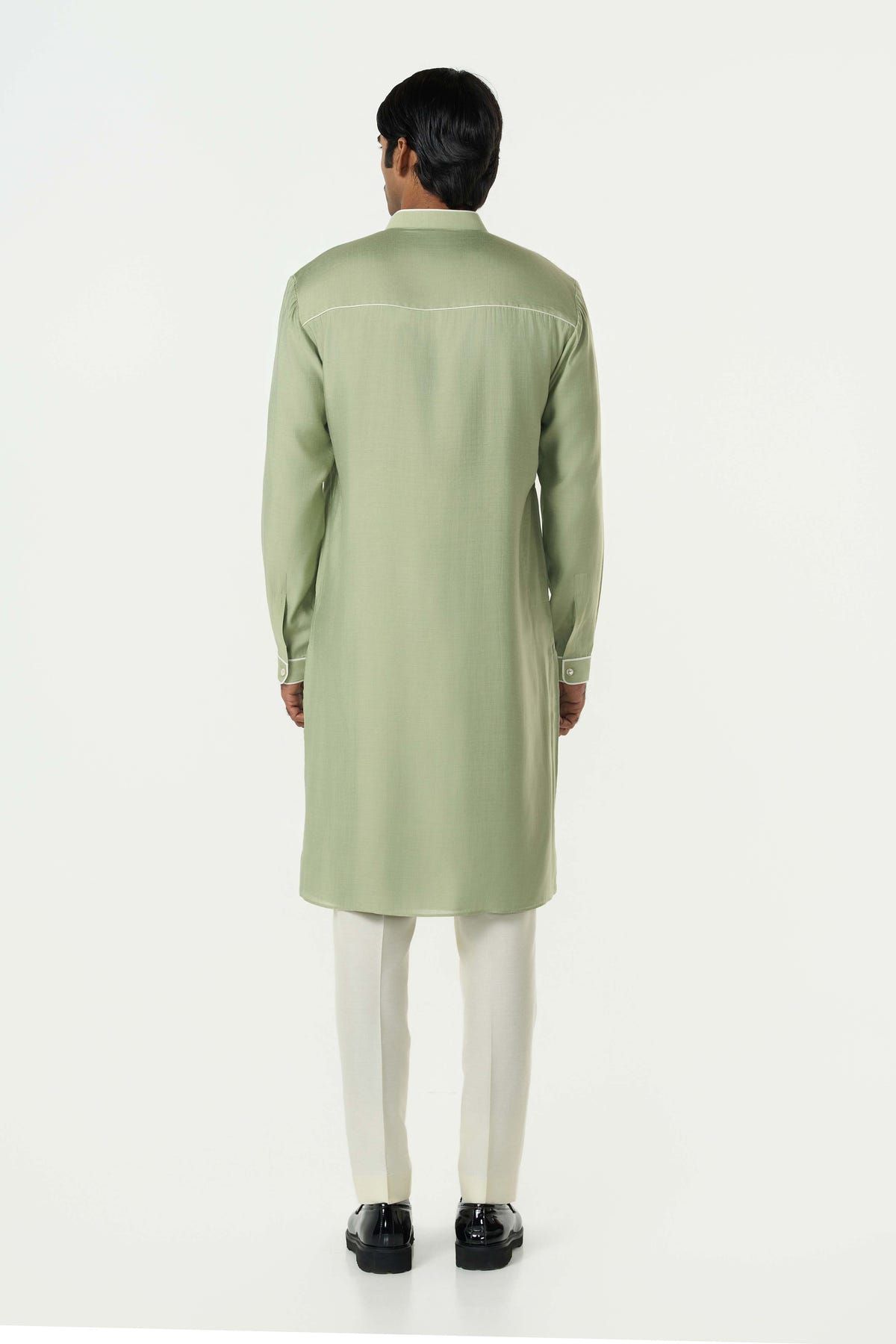 Meta Grid Kurta - Sage Green - image 4