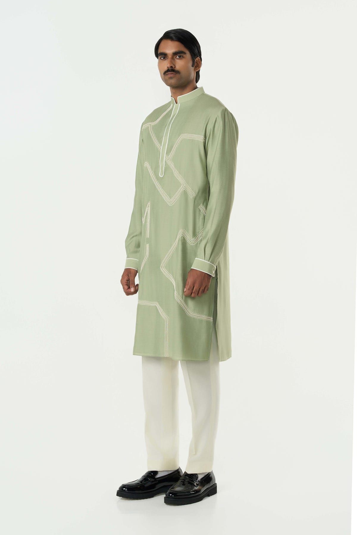 Meta Grid Kurta - Sage Green - image 5
