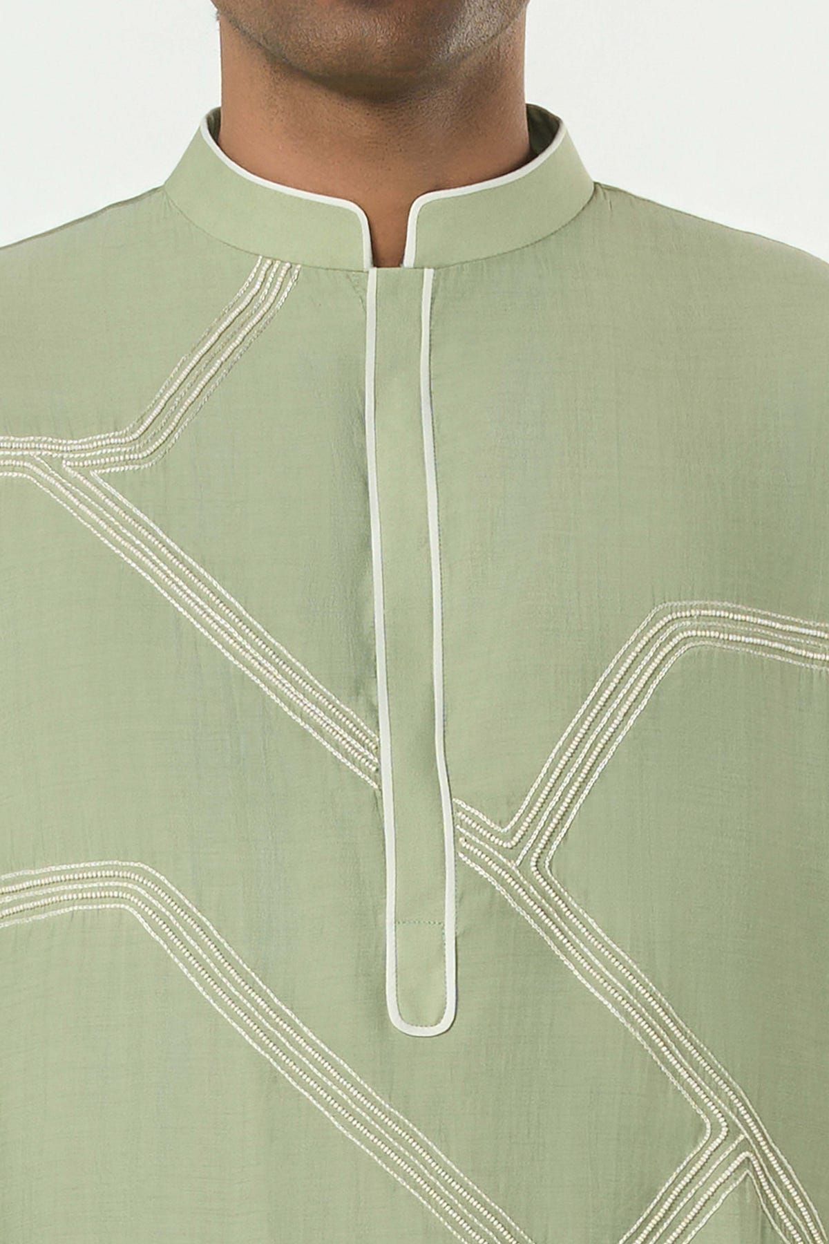 Meta Grid Kurta - Sage Green - image 6