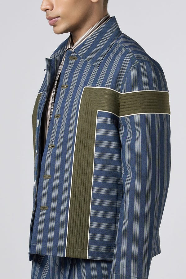 Line out Line — Structure Striped Denim Jacket