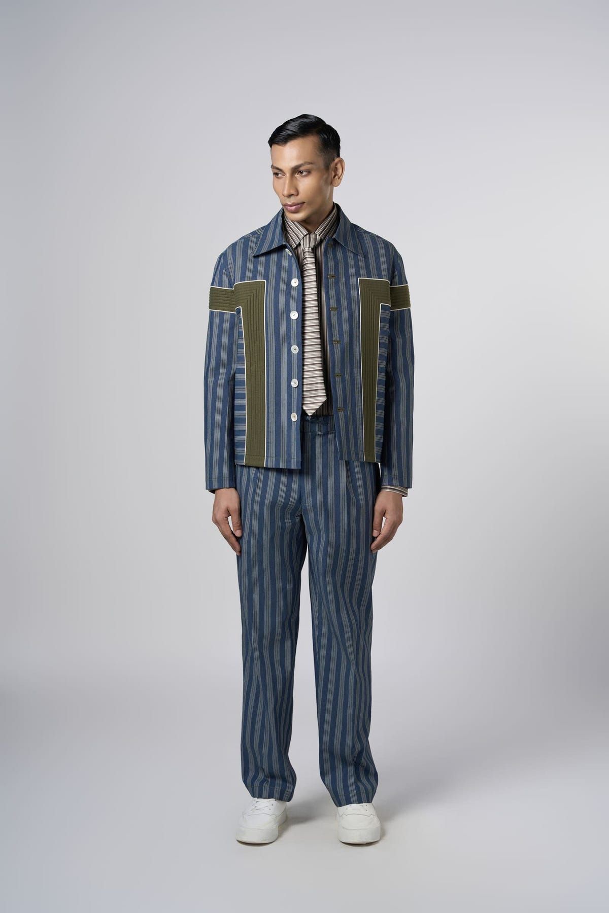 Structure Striped Denim Jacket - image 3